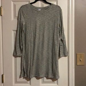 Olive green and white striped tunic